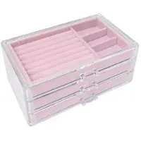 Mtp Products Smyckeskrin i akryl med 3 lådor - Rosa