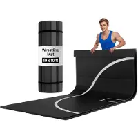 Vevor 3x3m brottningsmatta, tjock kampsportsmatta för hemmagym, vattentäta PVC-rullmattor med cirklar, för gymnastik, tatami, jiu jitsu, bjj, mma, judo, boxning, svart
