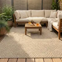 FRAAI Utomhusmatta i jute | Fora Tile natur hos Volero | 120x170 cm | Polypropen | Romb | Rektangulär | Plattvävd