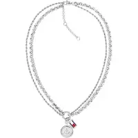 Tommy Hilfiger Stainless Steel Double Chain Nautical Charm Necklace
