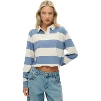 Superdry för kvinnor. W6012175A Randig Rugby blå polotröja (S), Casual, Bomull, Lång ärm