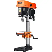 Vevor 304,8 mm bänkborrpress, 750 W, 340–2200 varv/min bänkborrpress med variabel hastighet, med 0–45° lutbart arbetsbord, LED-arbetslampa, röntgenpositionering, bordsborrmaskin för trä och metall