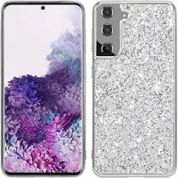 Mtp Products Samsung Galaxy S21 FE 5G Glitter Series Hybrid Skal - Silver