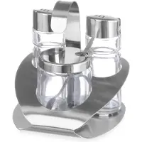 Hendi 465332 Kryddset i rostfritt stål Salt Peppar Senap