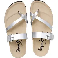 Pepe Jeans för kvinnor. PLS800001 Silver Oban Cool Sandaler (36), Karta, 1 till 3 cm, Ingen, Casual