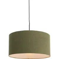 QAZQA Hänglampa svart med grön skärm 50 cm - Combi 1