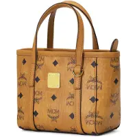 Mcm Toni Märkeslogga Dragkedja Läder Toteväska Shoppingväska Axelväska Crossbody Handväska Mini Damtoteväskor Brun Cognac MWPFSMT03CO001 Basic Set (Bag+Dust Bag)
