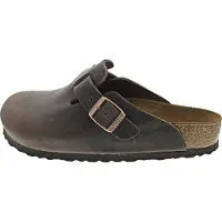 Birkenstock för kvinnor. 860131 Lädertofflor Boston (Normal passform) bruna (44), Hud, Karta, Ingen, Casual