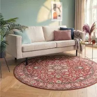 FRAAI Rund vintage matta | Imagine Medaillon röd hos Volero | Ø 100 cm | Polyester | Medaljong | Rund | Låg lugg