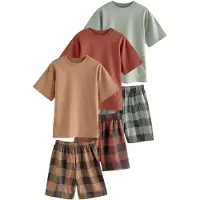 Next Pyjamas camel / kastanjebrun / mörkgrå / pastellgrön