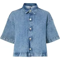 Pieces Sky A-shape Denim Kortärmad Skjorta