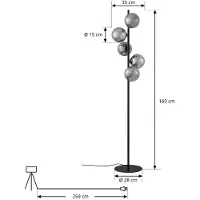 LINDBY Golvlampa Orbelia , Svart, Vardagsrum / matsal, Glas, Modern, Golvlampa