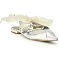 Pinko Silver Kalvläder Bos Taurus Ballerinaskor