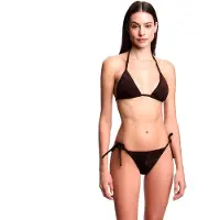 Emporio Armani för kvinnor. EW000786_AF20241 Bikini Jacquardmönster brun (XS), Strandkläder, Polyester