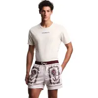 Emporio Armani för män. EM000583_AF20435 Beige tryckt baddräkt (S), Strandkläder, Polyester