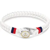 Tommy Hilfiger Tommy Jeans Gold Plated Nautical Charm White Leather Bracelet