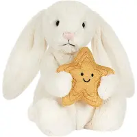 Jellycat Gosedjur - 31x12 cm - Cream Bunny Med Star - - One Size - Gosedjur