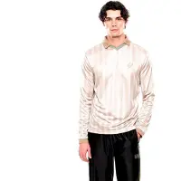 EA7 för män. 7M001299_AF21799 Polo Fotboll vit (XXL), Casual, Polyester, Lång ärm