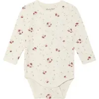 Minymo Body l/ä - Viskos - Peach Piska m. Blommor - - 2 år (92) - Body L/Ä