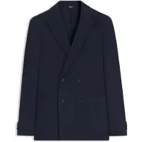 BOSS Double-breasted slim-fit blazer in patterned cotton