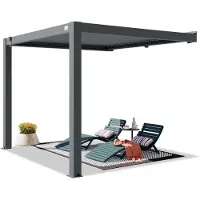 PRIMEYARD 3x3 väggpergola i antracit, med lamelltak i antracit