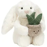 Jellycat Gosedjur - Cream Bunny Med växt - - One Size - Gosedjur