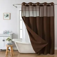 Shower curtain Home Decor Duschdraperi utan krokar i våffelväv med insnäppbart tygfoder set, Duschdraperier för badrum med genomskinligt toppfönster, Vattenavvisande Tvättbart W137cn*L203cm（54"*80")