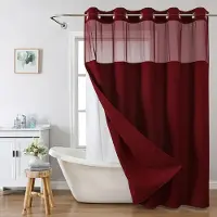 Shower curtain Home Decor Duschdraperi utan krokar i våffelväv med insnäppbart tygfoder set, Duschdraperier för badrum med genomskinligt toppfönster, Vattenavvisande Tvättbart W137cn*L203cm（54"*80")