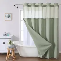 Shower curtain Home Decor Duschdraperi utan krokar i våffelväv med insnäppbart tygfoder set, Duschdraperier för badrum med genomskinligt toppfönster, Vattenavvisande Tvättbart W180cm*L203cm（71"*80"）