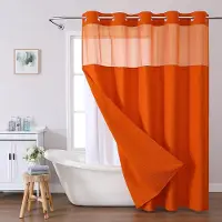 Shower curtain Home Decor Duschdraperi utan krokar i våffelväv med insnäppbart tygfoder set, Duschdraperier för badrum med genomskinligt toppfönster, Vattenavvisande Tvättbart W180cm*L188cm（71"*74"）