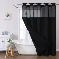 Shower curtain Home Decor Duschdraperi utan krokar i våffelväv med insnäppbart tygfoder set, Duschdraperier för badrum med genomskinligt toppfönster, Vattenavvisande Tvättbart W137cn*L203cm（54"*80")