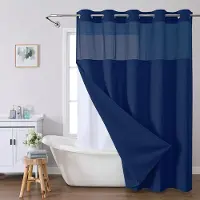 Shower curtain Home Decor Duschdraperi utan krokar i våffelväv med insnäppbart tygfoder set, Duschdraperier för badrum med genomskinligt toppfönster, Vattenavvisande Tvättbart W137cn*L203cm（54"*80")