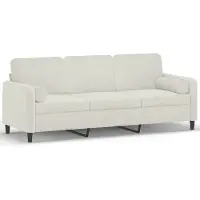 vidaXL 3-sitssoffa med prydnadskuddar gräddvit 180 cm sammet