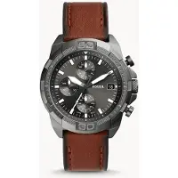 Fossil Herrklocka Kvarts Läder Trevisare Rostfritt Stålboett/Repbeständigt Glas FS5855 brun