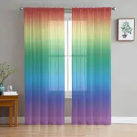 Yiran Furniture Regnbåge Stjärnljus Dröm Tyll Skira Gardiner för Vardagsrumsdekoration Fönstergardin för Sovrum Kök Voile Organza Draperier W135 x H115cm x1&Grommet Top
