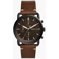 Fossil Commuter Chronograph Svart urtavla Brun läderrem Klocka för män FS5403 brun