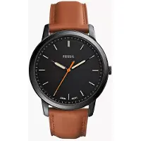 Fossil Minimalistisk Quartzklocka för Herrar | Svart Urtavla & Armband i Rostfritt Stål, Förhöjd Vardagsstil för Dagligt Affärsbruk FS5305 brun
