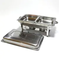 TOMTOP JMS Buffévärmare Server 2 Fack Chafing Dish Bufféset Rostfritt Stål Matvärmare för Hotell