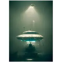 Edelweiss Art Poster Studio UFO lyser konstigt i mörkret Serie TV-filmaffisch Utomjordisk rymdfarkost Människor Forskning Bilder Vägg Canvaskonst Dekor 60x90cm No Framed