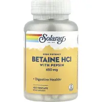 Solaray Hög Potens Betain Hcl med Pepsin, 650 mg, 100 Vegetabiliska Kapslar