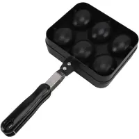 TOMTOP JMS Dubbelsidig Takoyaki Grillpanna 6 Hål Non-stick Takoyaki Grillpanna Kök Matlagning Bakning Tårta L black