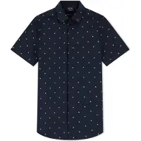 Armani Exchange för män. XM000624AF13184FB434 Skjorta Monogram Slim marinblå (S), Casual, Bomull, Kort ärm, Marino