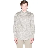 Armani Exchange för män. XM001942AF19194F1165 Mjuk beige skjorta (S), Casual, Bomull, Klassisk, Lång ärm