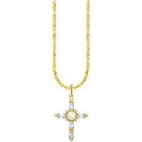 Thomas Sabo True Romance gold-plated white cross Romance korshalsband KE2296-445-14-L45V