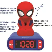 Marvel Väckarklocka med nattljus 3D-design SpiderMan och ljudeffekter