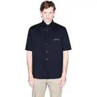 Armani Exchange för män. XM002317AF24533UB101 Boxyskjorta i marinblå (S), Casual, Bomull, Kort ärm, Marino