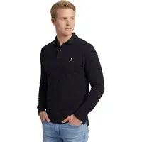 Ralph Lauren för män. 710680790045 Custom Slim Fit piké pikétröja svart (M), Casual, Bomull, Lång ärm