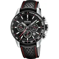 Festina Timeless Kronograf Läderarmband Svart Urtavla Kvarts F20561-4 100M Herrklocka svart