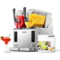 Vevor Slushmaskin, 3L/100oz x 2 tankar slushmaskin för hemmet, ingen is behövs fryst dryckesmaskin, margaritamaskin med självrengöring, för frysta margaritor, frappés, milkshake med mera