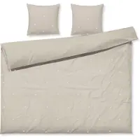 Juna dubbelt påslakanset 200x220 cm - 100% ekologisk bomull - Daisy sand med broderade blommor